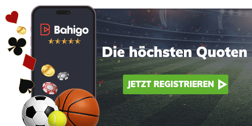 Sportwetten Anzeige mit Fussball Basketball und Casino Symbolen auf Bahigo Plattform