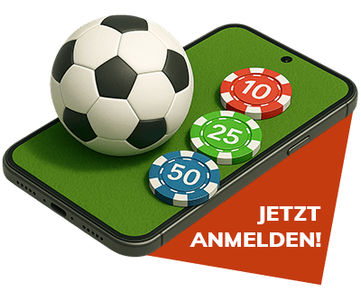 bahigo-registrierung-22 Mobile Wettumgebung mit Fussball und bunten Jetons auf Smartphone Oberfläche